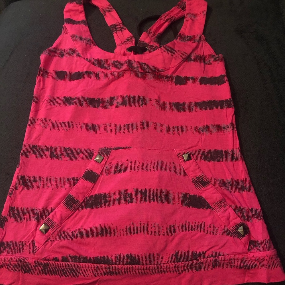 Sweet love hot pink striped top sz S